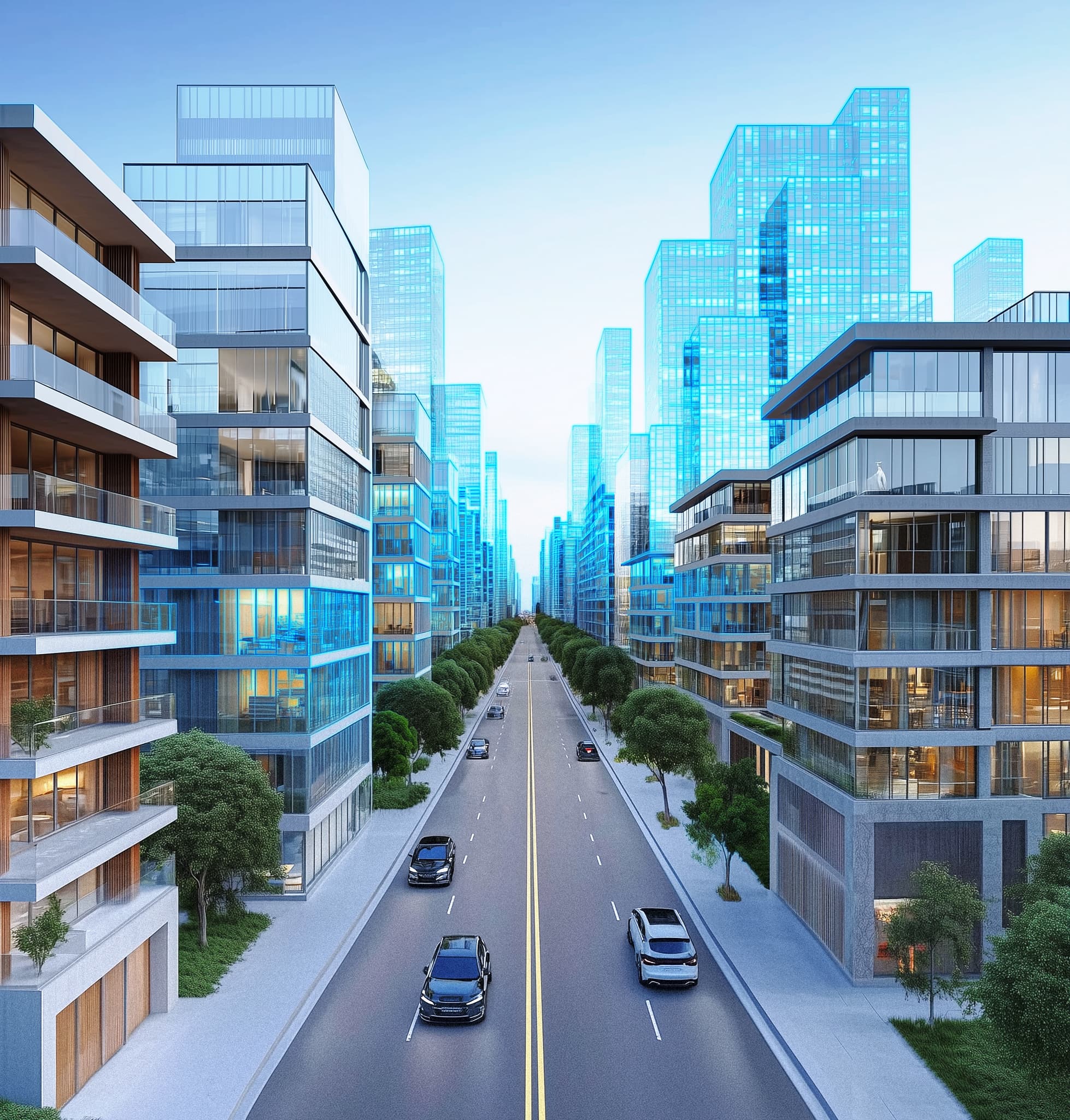 Cityscape with modern buildings